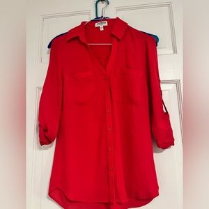 Express Red Portifino shirt- silky! GUC